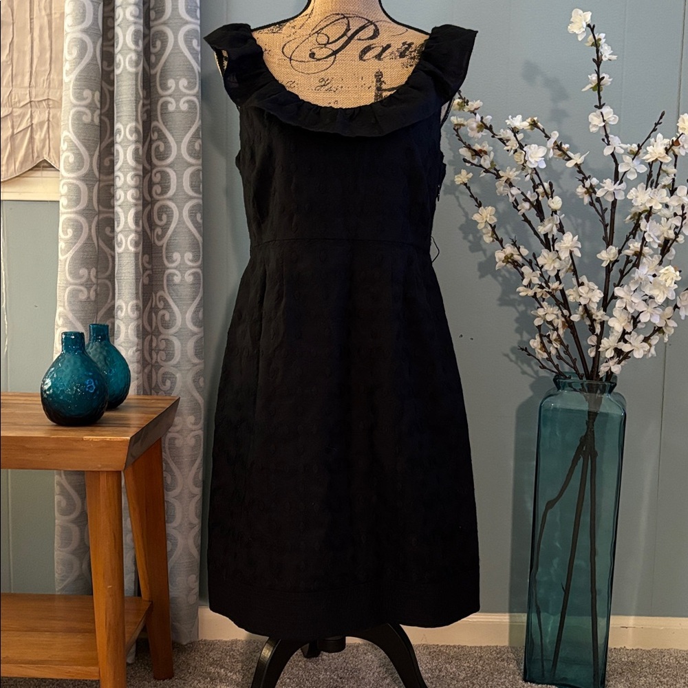Juicy Couture Swiss Dot Ruffle Neck Sleeveless Dress
